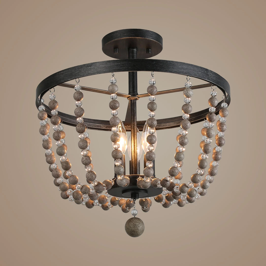 Google Lighting LNC Wood Beaded Semi Flush Mounts - 3 Lights-Clearance 8 Google Lighting LNC Wood Beaded Semi Flush Mounts - 3 Lights-Clearance