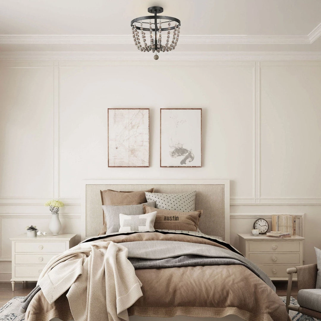 Google Lighting LNC Wood Beaded Semi Flush Mounts - 3 Lights-Clearance 4 Google Lighting LNC Wood Beaded Semi Flush Mounts - 3 Lights-Clearance