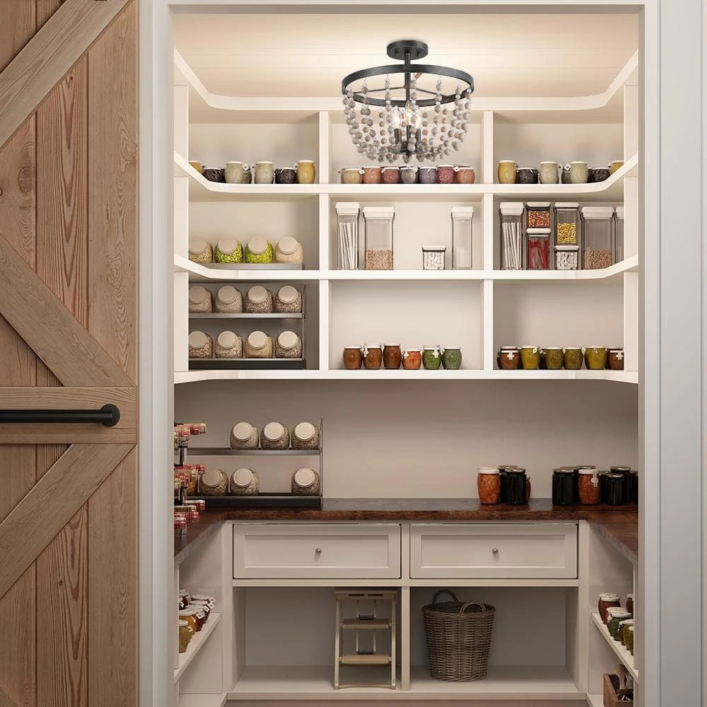 Google Lighting LNC Wood Beaded Semi Flush Mounts - 3 Lights-Clearance 5 Google Lighting LNC Wood Beaded Semi Flush Mounts - 3 Lights-Clearance