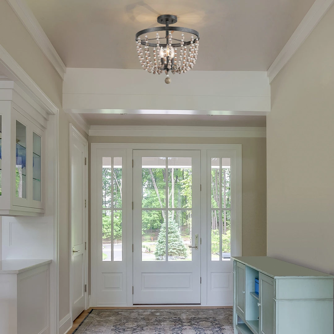 Google Lighting LNC Wood Beaded Semi Flush Mounts - 3 Lights-Clearance 12 Google Lighting LNC Wood Beaded Semi Flush Mounts - 3 Lights-Clearance