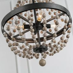 LNC Wood Beaded Chandelier - 4 Lights