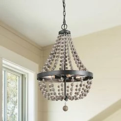 LNC Wood Beaded Chandelier - 6 Lights Hot Sale 27 LNC Wood Beaded Chandelier - 6 Lights Hot Sale