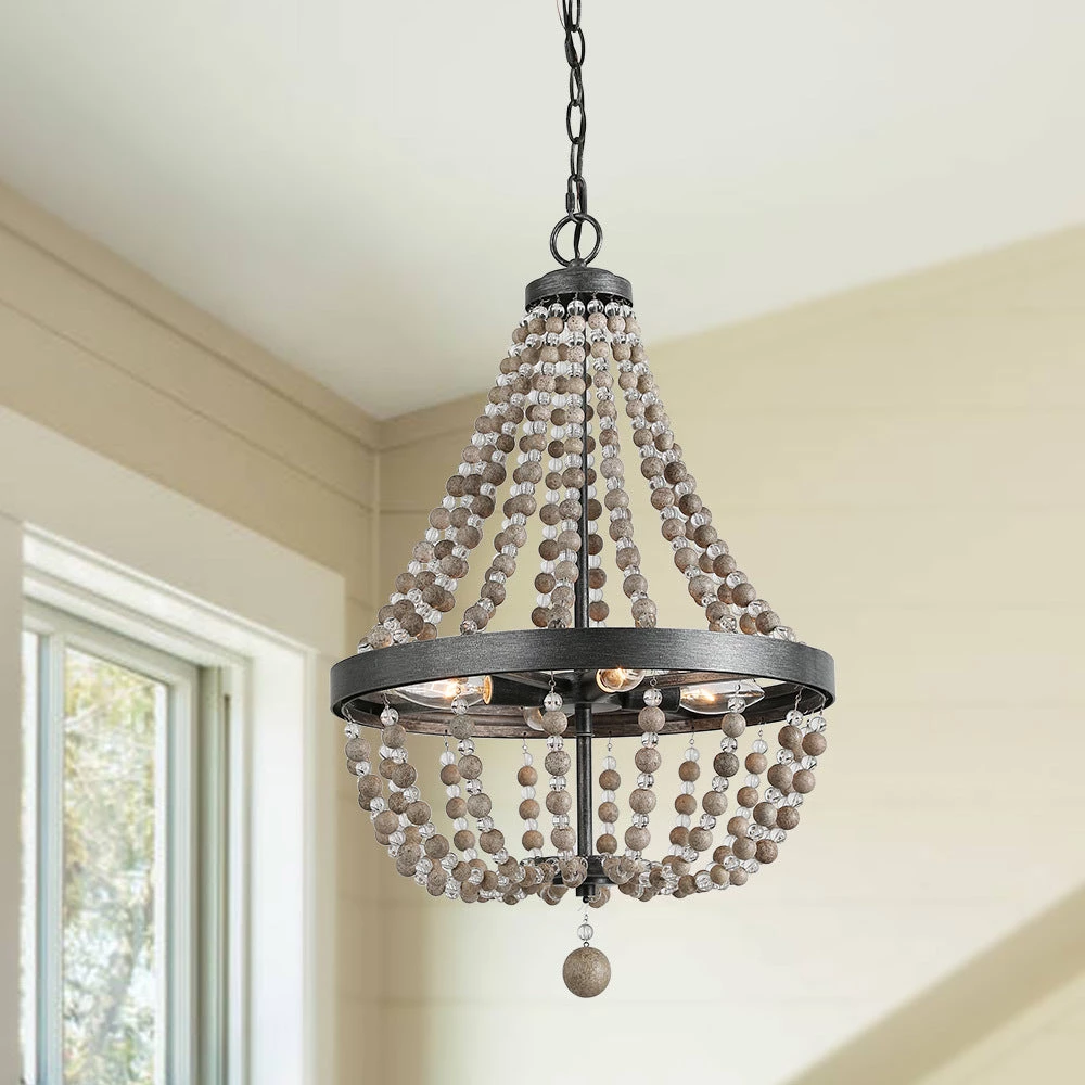 LNC Wood Beaded Chandelier - 6 Lights Hot Sale 15 LNC Wood Beaded Chandelier - 6 Lights Hot Sale