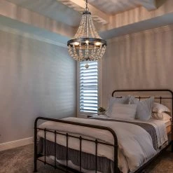 LNC Wood Beaded Chandelier - 4 Lights