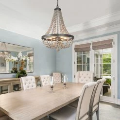 LNC Wood Beaded Chandelier - 6 Lights-Open Box Lighting