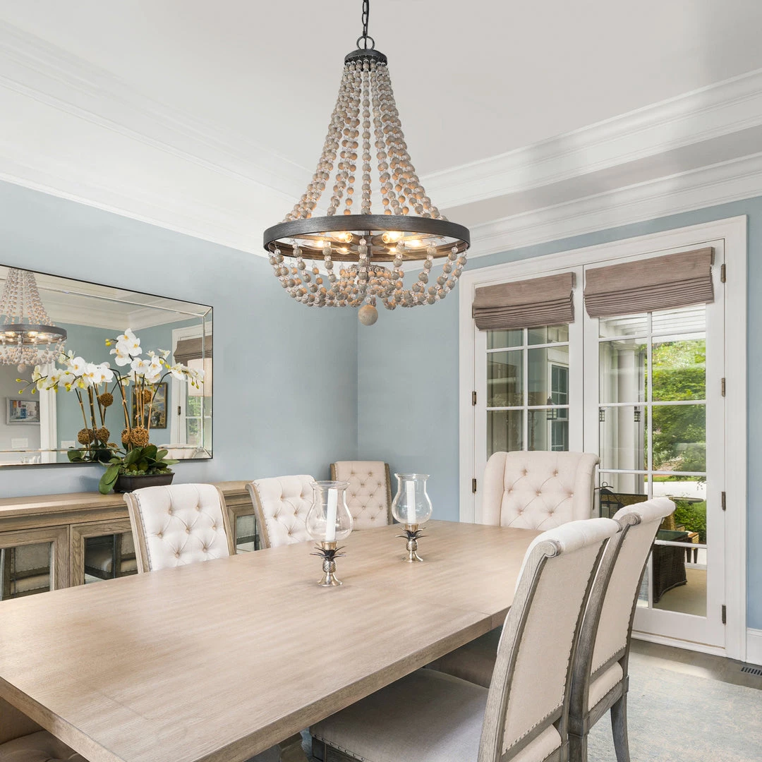 LNC Wood Beaded Chandelier - 6 Lights Hot Sale 12 LNC Wood Beaded Chandelier - 6 Lights Hot Sale