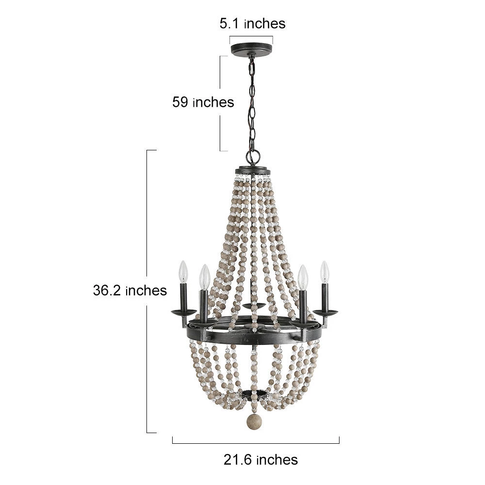 Hot Sale LNC Wood Beaded Chandelier - 5 Lights 7 Hot Sale LNC Wood Beaded Chandelier - 5 Lights