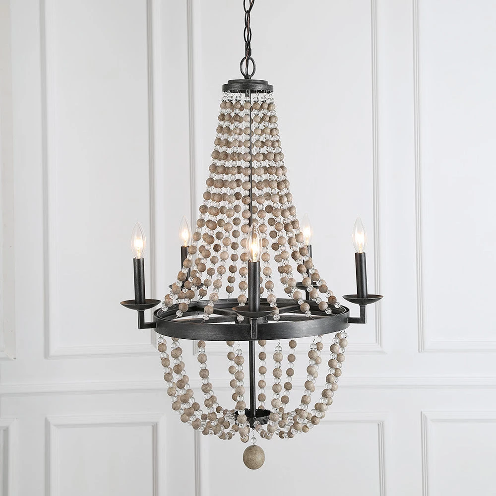 Hot Sale LNC Wood Beaded Chandelier - 5 Lights 15 Hot Sale LNC Wood Beaded Chandelier - 5 Lights