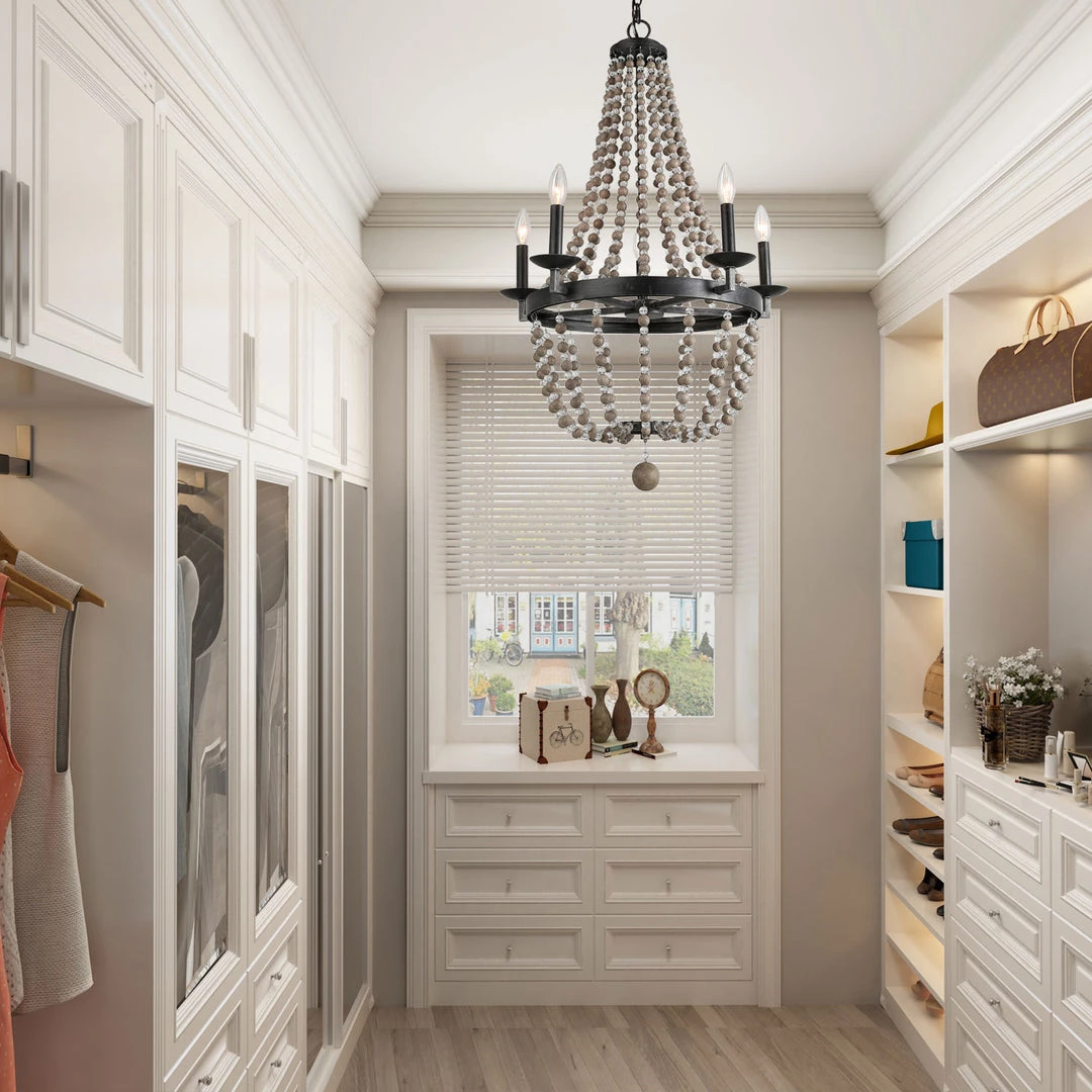 Hot Sale LNC Wood Beaded Chandelier - 5 Lights 6 Hot Sale LNC Wood Beaded Chandelier - 5 Lights