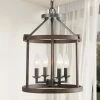 Hot Sale LNC Drum Faux-Wood Chandeliers- 4 Lights