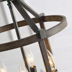 Lighting LNC Drum Faux-Wood Chandeliers- 4 Lights-Open Box 21 Lighting LNC Drum Faux-Wood Chandeliers- 4 Lights-Open Box