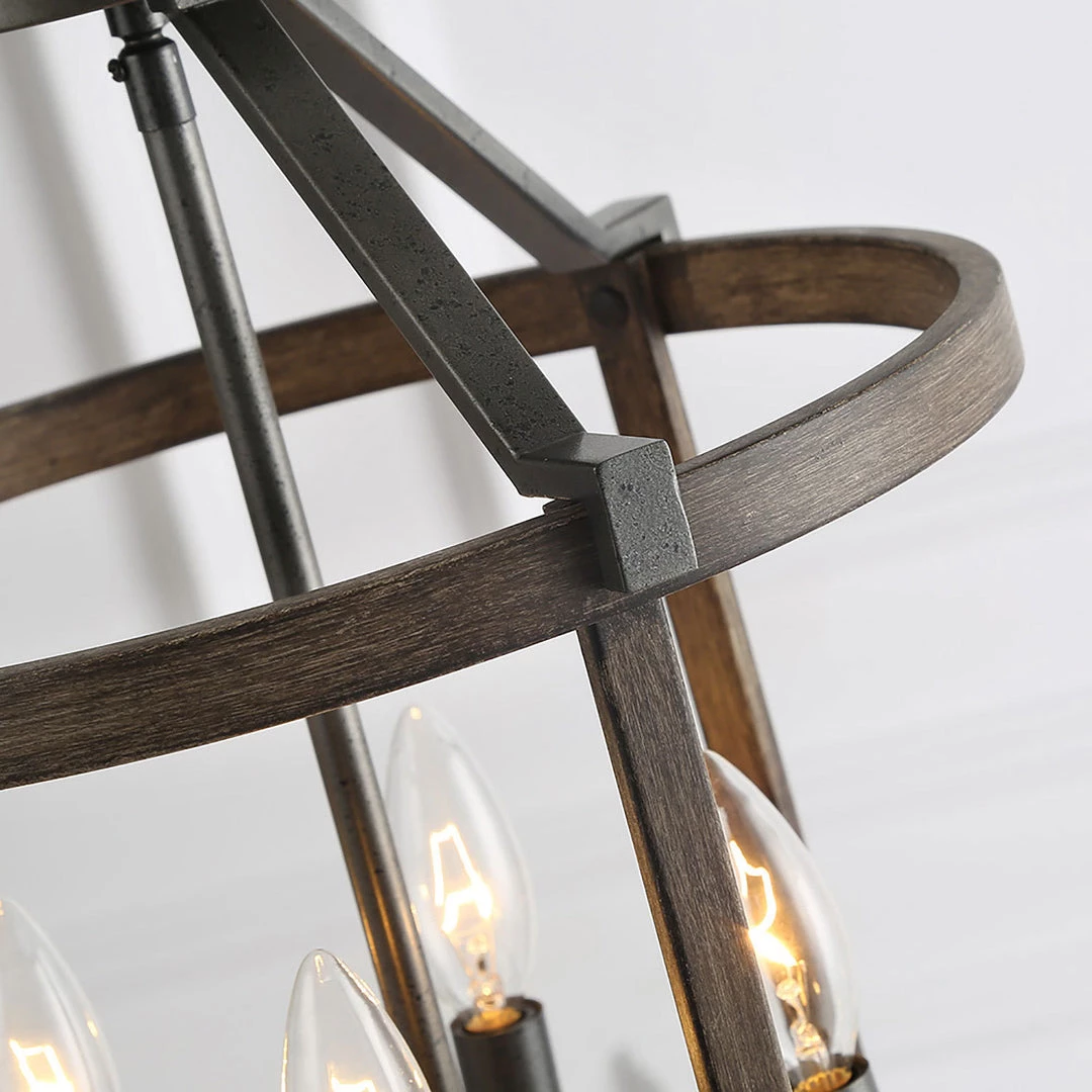 Lighting LNC Drum Faux-Wood Chandeliers- 4 Lights-Open Box 9 Lighting LNC Drum Faux-Wood Chandeliers- 4 Lights-Open Box