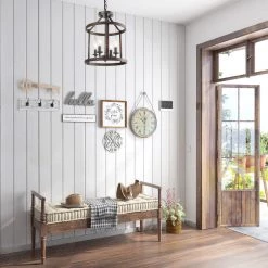 Hot Sale LNC Drum Faux-Wood Chandeliers- 4 Lights