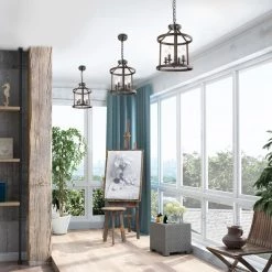 Lighting LNC Drum Faux-Wood Chandeliers- 4 Lights-Open Box 22 Lighting LNC Drum Faux-Wood Chandeliers- 4 Lights-Open Box