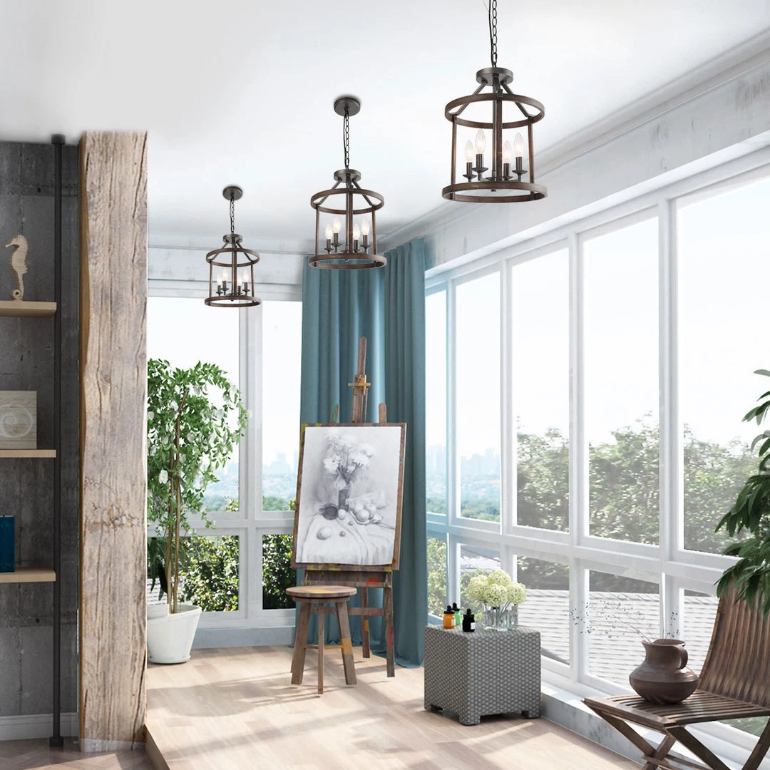 Lighting LNC Drum Faux-Wood Chandeliers- 4 Lights-Open Box 10 Lighting LNC Drum Faux-Wood Chandeliers- 4 Lights-Open Box