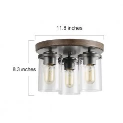LNC Rustic Flush Mounts - 3 Lights