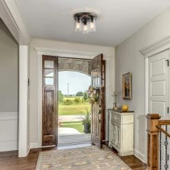 LNC Rustic Flush Mounts - 3 Lights