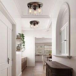 LNC Rustic Flush Mounts - 3 Lights