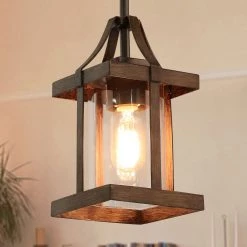 Hot Sale LNC Cubic Faux Wood Pendant