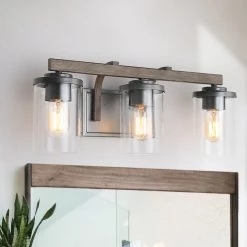 Google LNC Rustic Wall Sconces With Wood Finish- 3 Lights Hot Sale