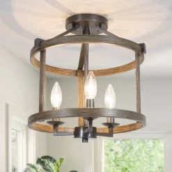 Lighting LNC Drum Semi Flush Mounts - 3 Lights-Open Box