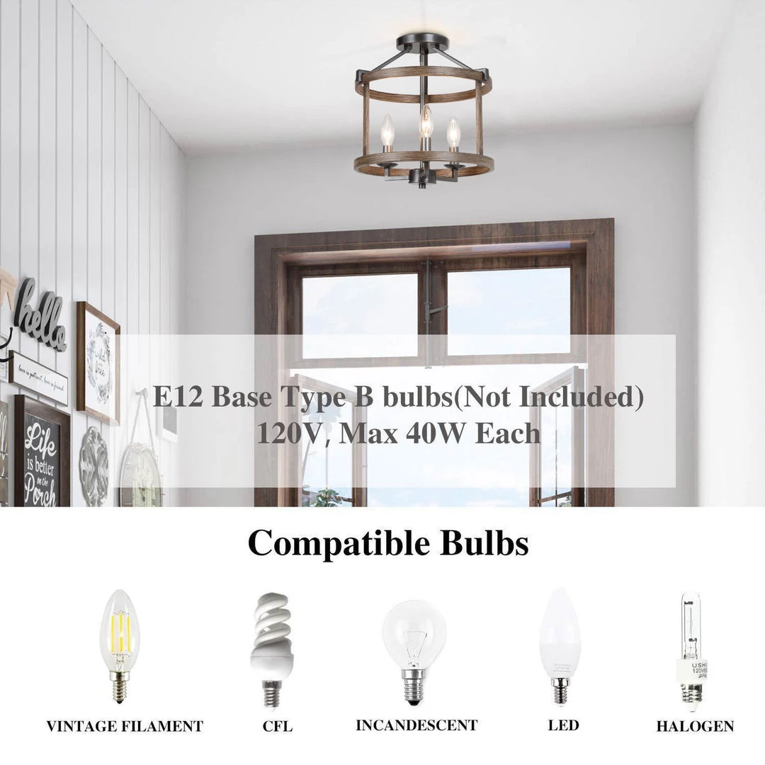 LNC Drum Semi Flush Mounts - 3 Lights Hot Sale 14 LNC Drum Semi Flush Mounts - 3 Lights Hot Sale