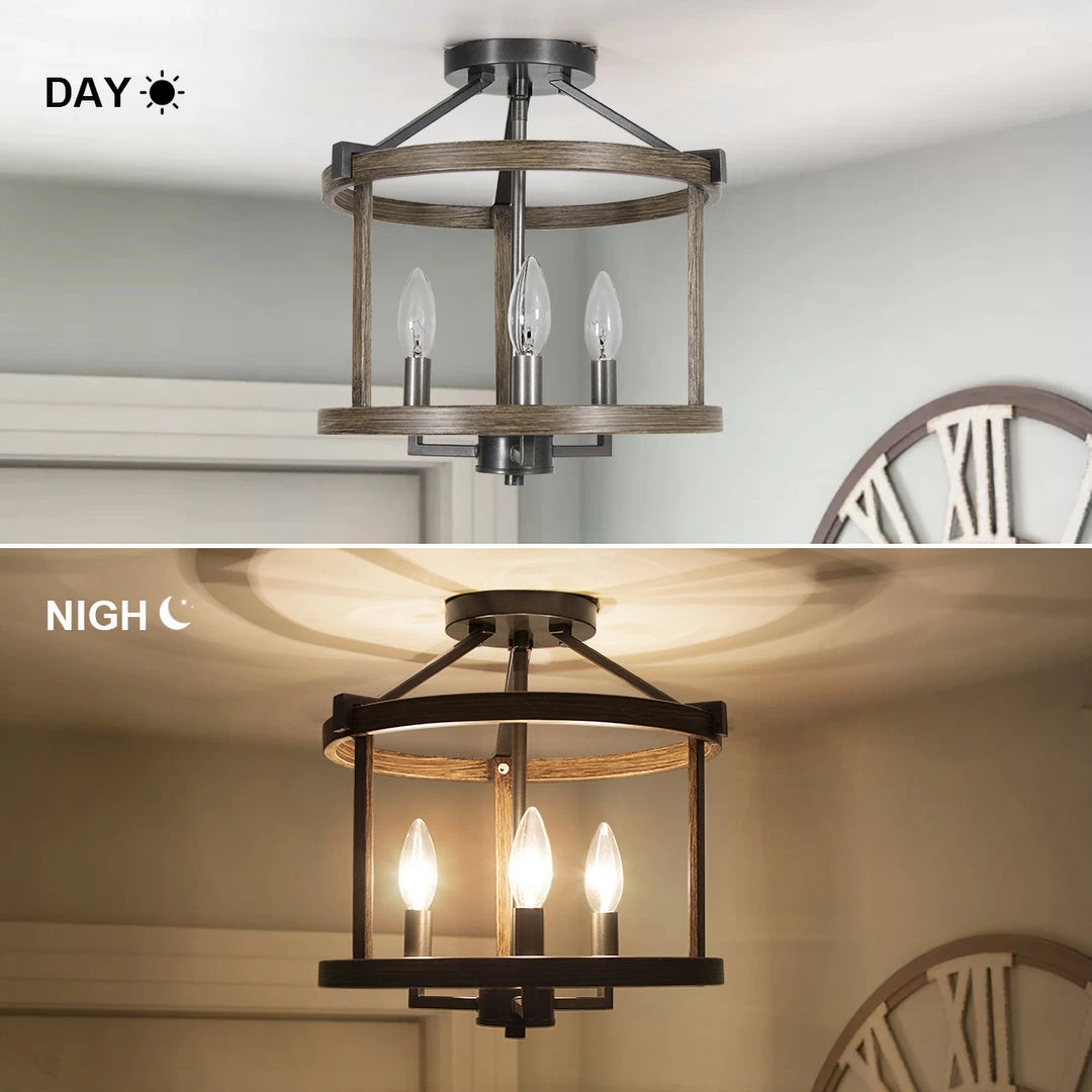 LNC Drum Semi Flush Mounts - 3 Lights Hot Sale 8 LNC Drum Semi Flush Mounts - 3 Lights Hot Sale