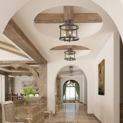 Lighting LNC Drum Semi Flush Mounts - 3 Lights-Open Box