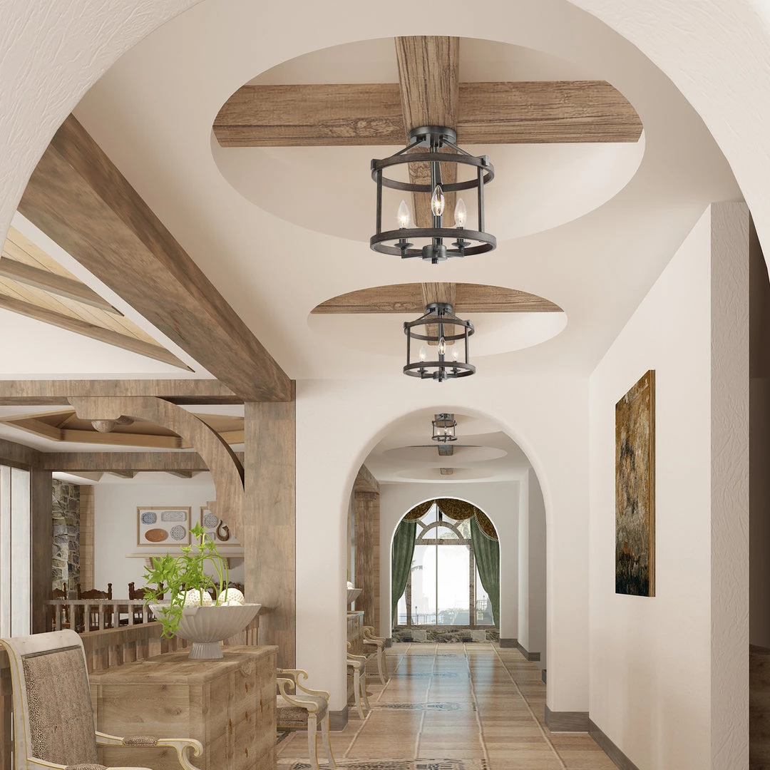 LNC Drum Semi Flush Mounts - 3 Lights Hot Sale 4 LNC Drum Semi Flush Mounts - 3 Lights Hot Sale