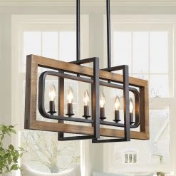 LNC HOME Sales 32 Google LNC Geometric Rectangular Chandelier - 6 Lights