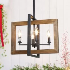 LNC Geometric Rectangular Chandelier - 4 Lights