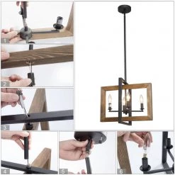 LNC Geometric Rectangular Chandelier - 4 Lights