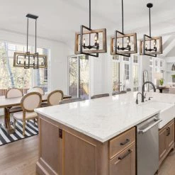 LNC Geometric Rectangular Chandelier - 4 Lights