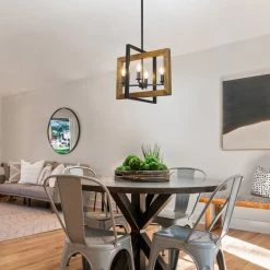 LNC Geometric Rectangular Chandelier - 4 Lights