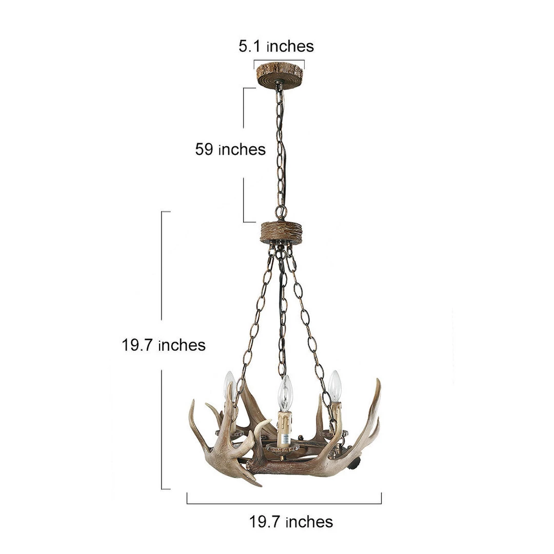LNC Hand-crafted Antler Chandelier - 3 Lights 7 LNC Hand-crafted Antler Chandelier - 3 Lights
