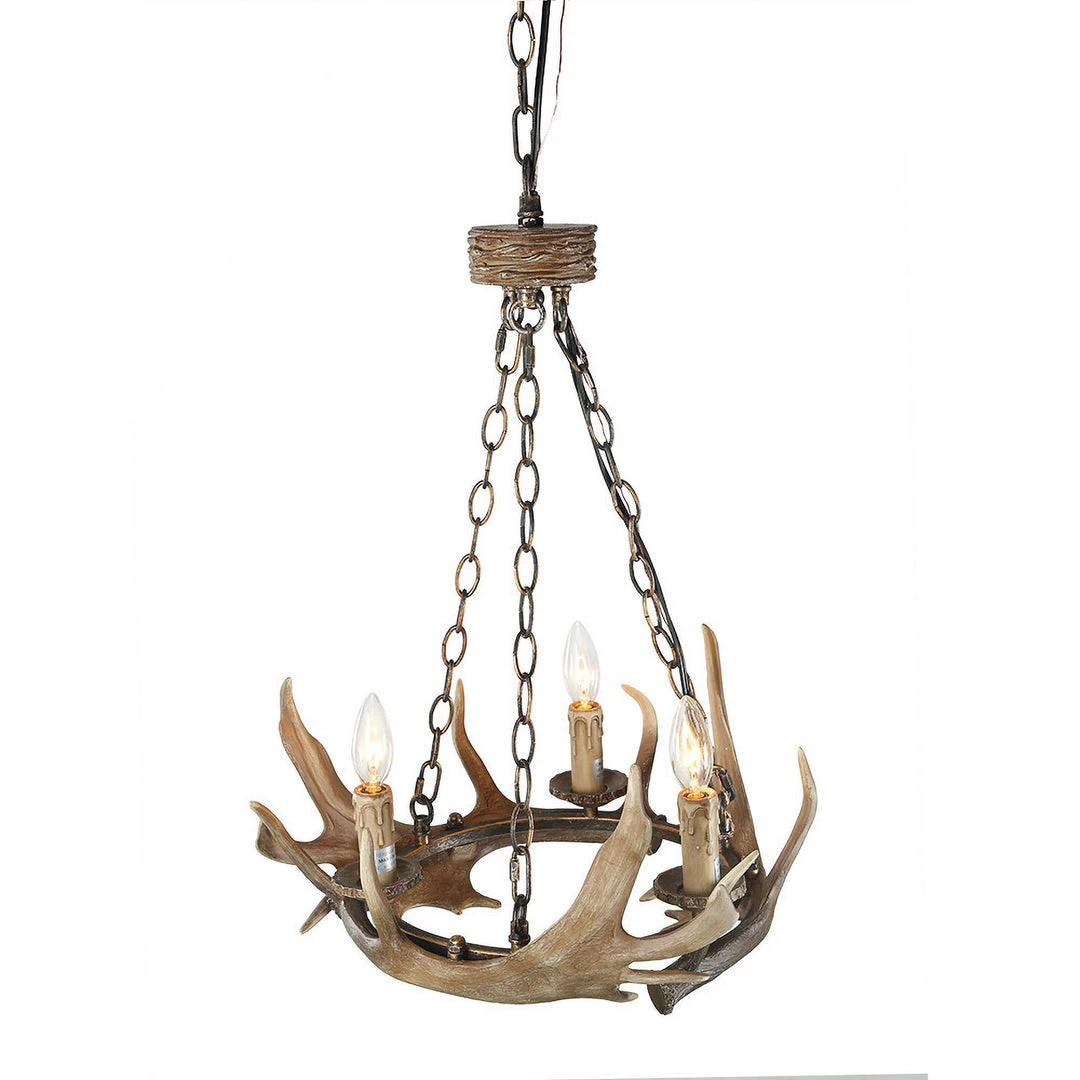 LNC Hand-crafted Antler Chandelier - 3 Lights 14 LNC Hand-crafted Antler Chandelier - 3 Lights