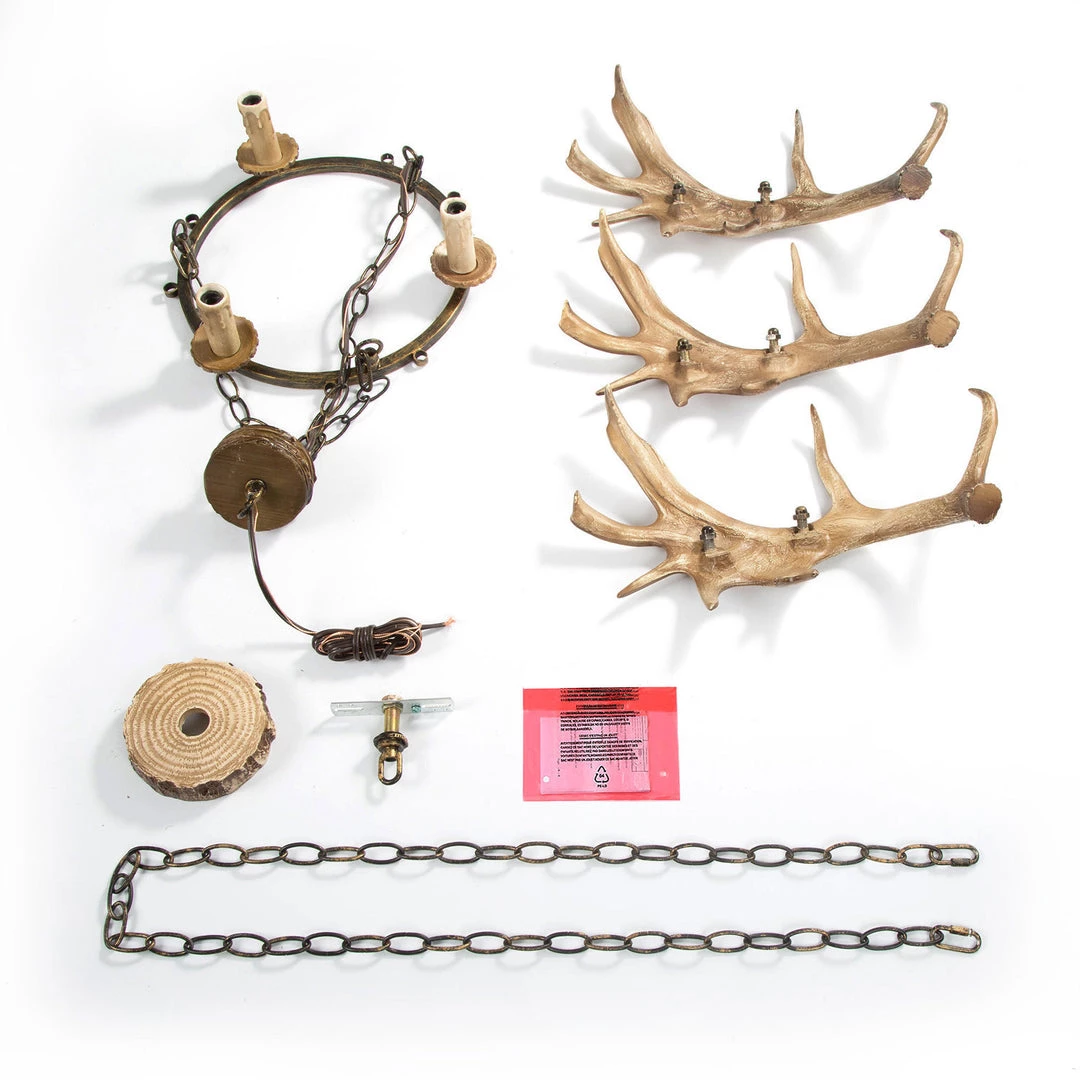 LNC Hand-crafted Antler Chandelier - 3 Lights 13 LNC Hand-crafted Antler Chandelier - 3 Lights