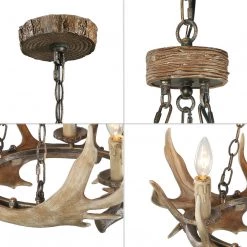LNC Hand-crafted Antler Chandelier - 3 Lights 20 LNC Hand-crafted Antler Chandelier - 3 Lights