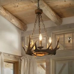 LNC Hand-crafted Antler Chandelier - 3 Lights 19 LNC Hand-crafted Antler Chandelier - 3 Lights