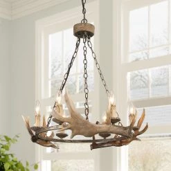 Hot Sale LNC Hand-crafted Antler Chandelier - 6 Lights