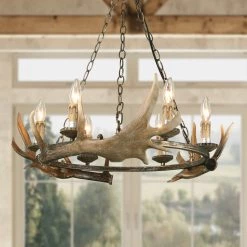 Hot Sale LNC Hand-crafted Antler Chandelier - 6 Lights