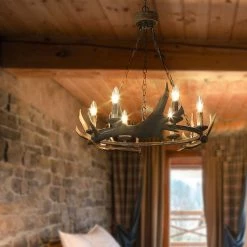 Hot Sale LNC Hand-crafted Antler Chandelier - 6 Lights