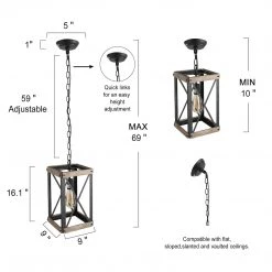 LNC Square Wooden Pendant Light Hot Sale