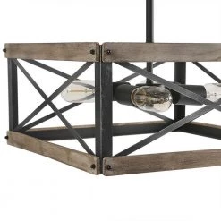 LNC Square Wooden Chandelier - 4 Lights Hot Sale