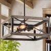 LNC Square Wooden Chandelier - 4 Lights Hot Sale