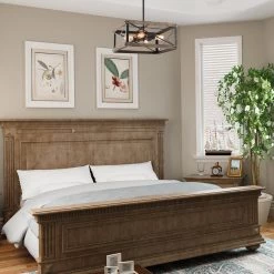 LNC Square Wooden Chandelier - 4 Lights Hot Sale