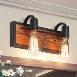 Google LNC Wooden Wall Sconce - 2 Lights-Clearance