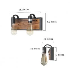 Google LNC Wooden Wall Sconce - 2 Lights-Clearance