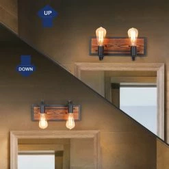 Google LNC Wooden Wall Sconce - 2 Lights-Clearance
