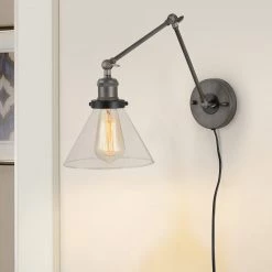 Modern LNC Glass Shade Swing Arm Sconce Hot Sale